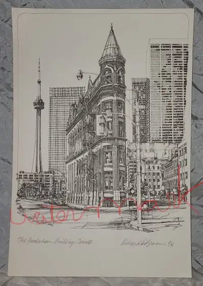 ORIGINAL CANADIAN ARTWORK, GOODERHAM BUILDING, SIGNED, 1979, View more