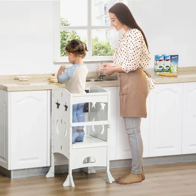 Kids Kitchen Helper Foldable Step Stool Toddler Kitchen Stool wi in Chairs & Recliners in Markham / York Region - Image 2