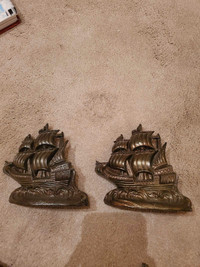 Vintage Ship Bookends Set of 2 - Heavy Lead 