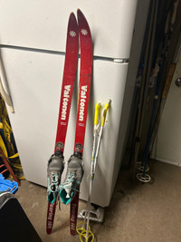 Kids cross country skis poles and boots