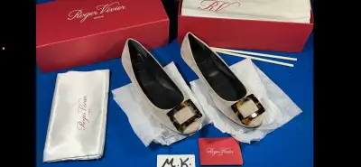 Roger Vivier Shoes *NEW* Paris Grey Suede leather Turtle Buckle , View more