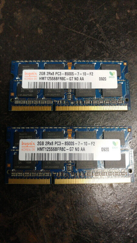 Mémoire vive / ram Hynix DDR3 1066Mhz 4GB ( 2x2GB ) SO-DIMM dans Composants de système  à Ville de Montréal