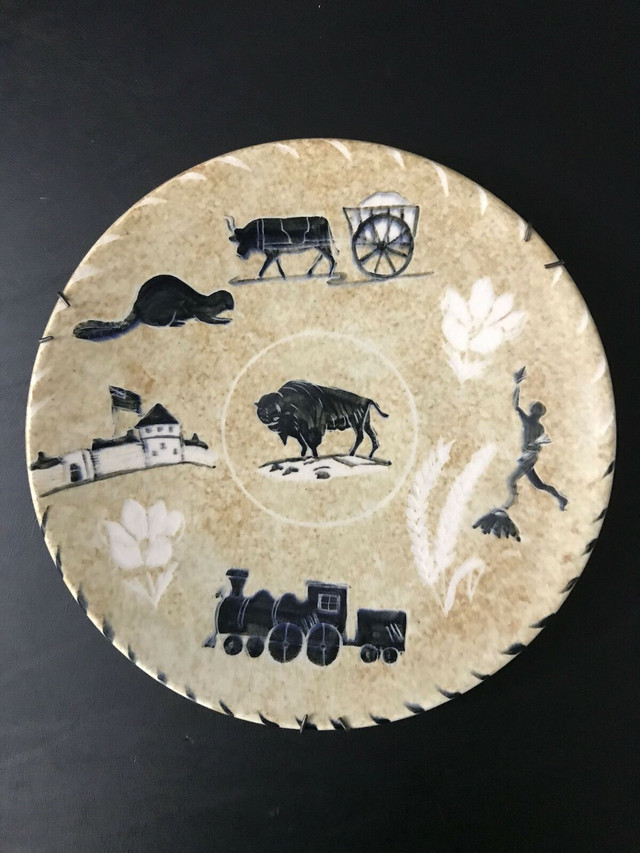 Pottery, 101/2” Plate-ManitobaWheat,FortGarry,Locomotive,Beaver in Arts & Collectibles in Bedford