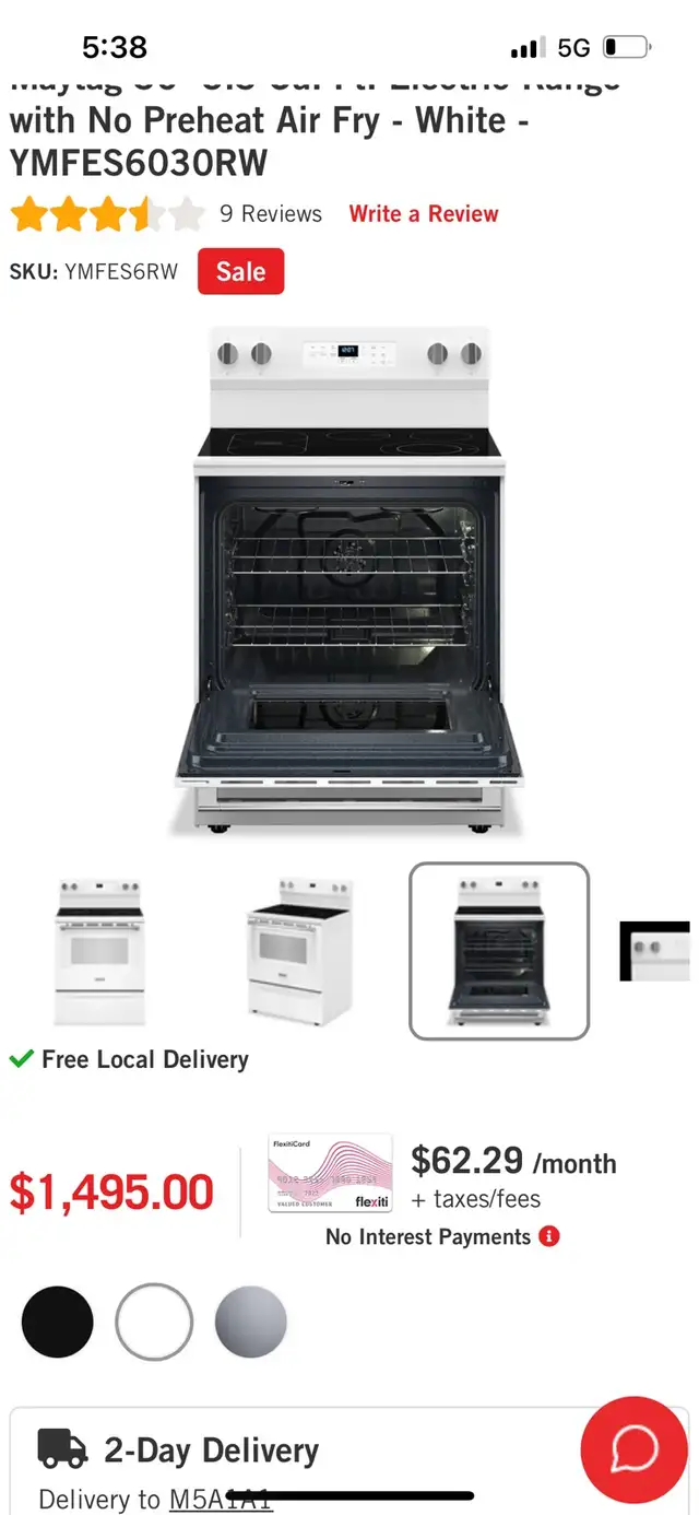   New Maytag 30" 5.3 Cu. Ft. Electric Range with No Preheat 62864365349251122