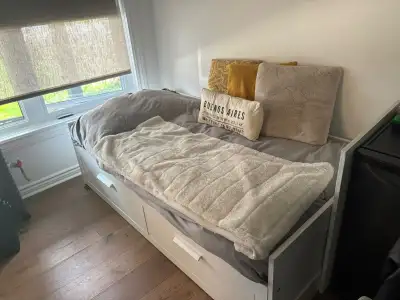 White Expandable Daybed with Storage Drawers- IKEA, View more
