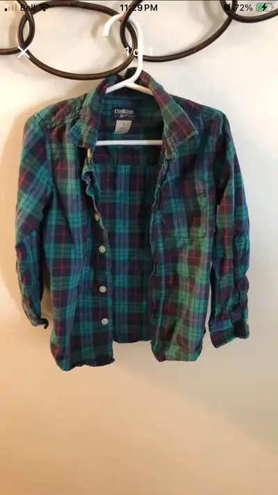 Boys Long Sleeve Plaid Shirt (OshKosh) - Size 5T, View more