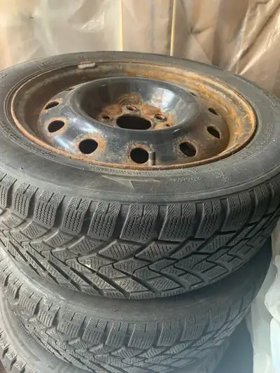 Set of 4 winter tires mounted on steel rims. • Tire size: 205/55R16 • Rim type: Steel • Bolt pattern...