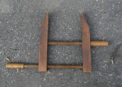 $30 Antique wooden carpenter's woodworking clamp vice, View more
