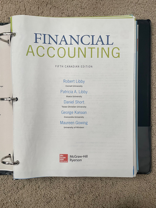 Financial Accounting 5th Canadian Edition, McGraw-Hill Ryerson in Textbooks in Markham / York Region - Image 2