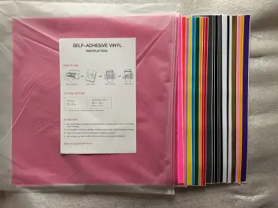 12" X 12" Permanent Vinyl Sheets, 42 Sheets Adhesive Vinyl Bundle, Outdoor Adhesive Vinyl for All Cu...