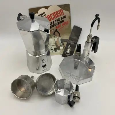 Italian-made Espresso maker and milk steamer. It can also be used for preparing cappuccino, hot milk...