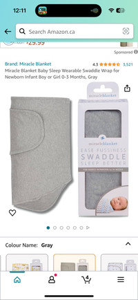 Two Miracle blanket Swaddles GREY
