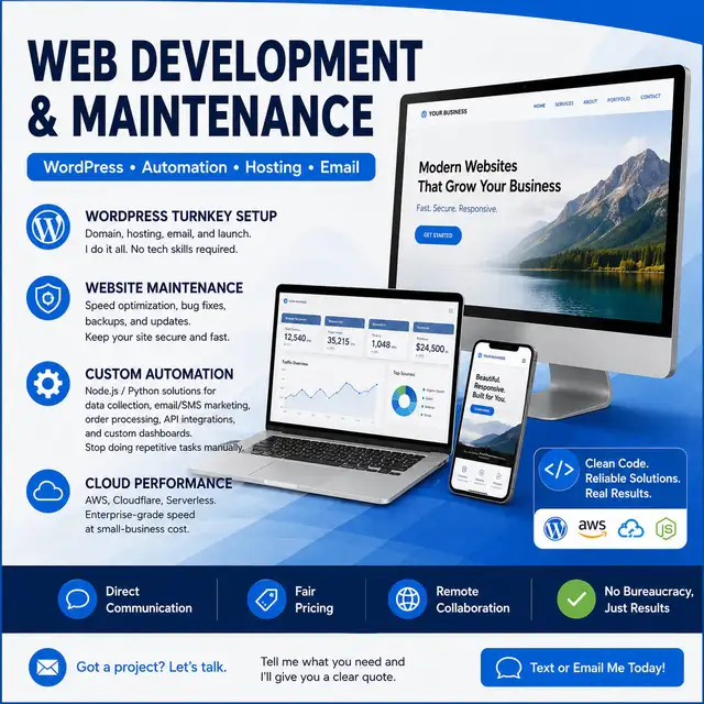 Web Dev & Maintenance | WordPress, Automation, Hosting, Email