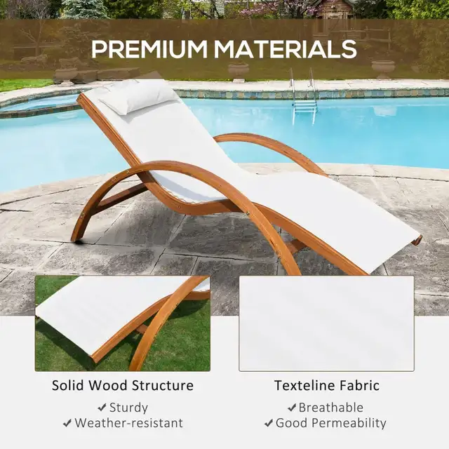 Outdoor Wood Sling Chaise Lounge Reclining Garden Mesh Lounger P in Patio & Garden Furniture in Markham / York Region - Image 5