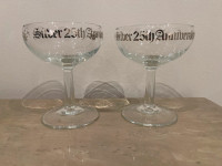 Two 25th Anniversary Champagne / Cocktail Coupe Glasses