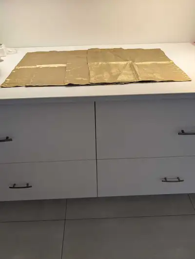 4 Gold Placemats and Gold Table  Runner, View more