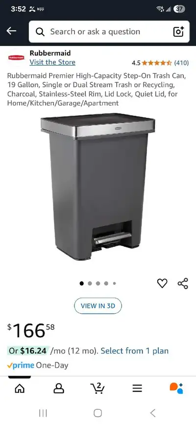 Rubbermaid, 19L stainless steel rim garbage can, View more