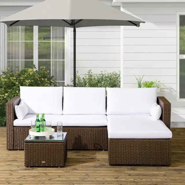 3pcs Modern Rattan Sofa Set, Wicker Patio Furniture Set with Cof in Patio & Garden Furniture in Markham / York Region - Image 8