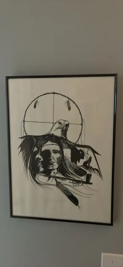 For sale is a beautiful, framed print by the renowned Anishinaabe (Ojibway) artist Norman Knott (194...