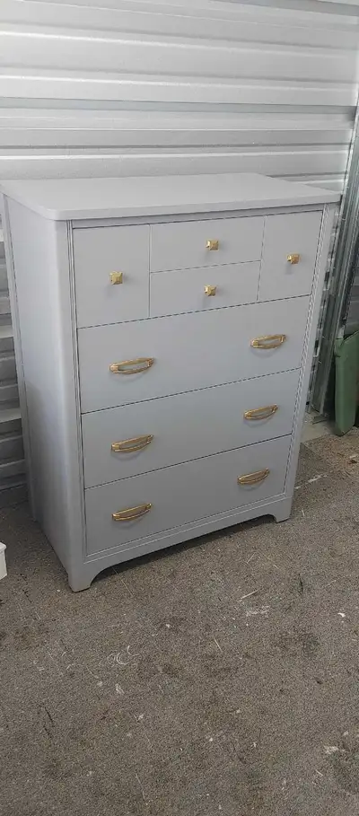Grey tall dresser gold, View more
