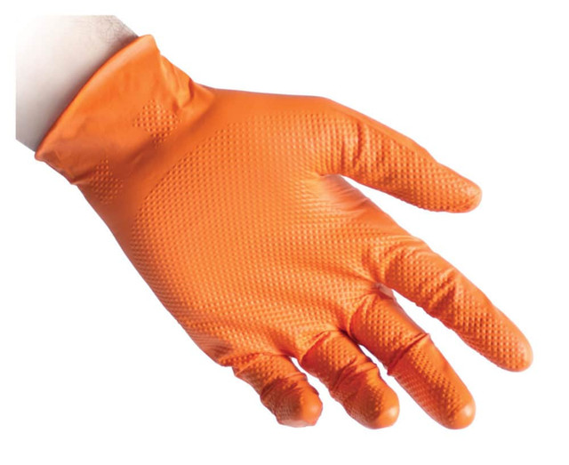 8 Mil Diamond Textured Orange Nitrile  Gloves - Free Delivery in Other Business & Industrial in Mississauga / Peel Region - Image 3