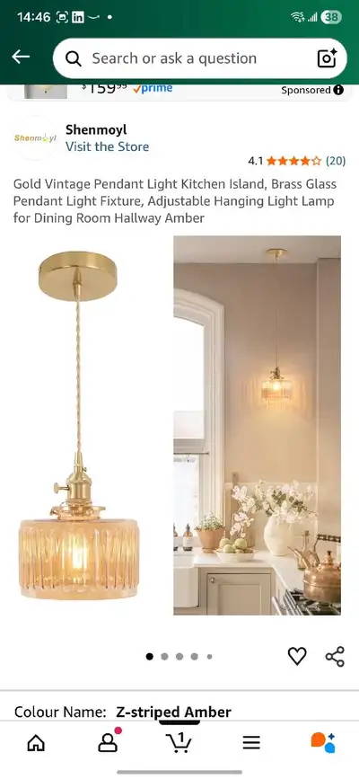 Gold Vintage Pendant Light, View more
