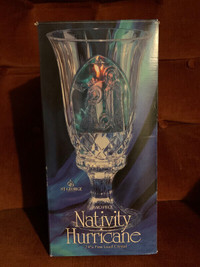 St George crystal 2 pc. Nativity Hurricane Candle Holder