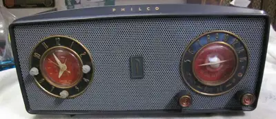 Vintage Philco tube clock radio c. 1954, View more