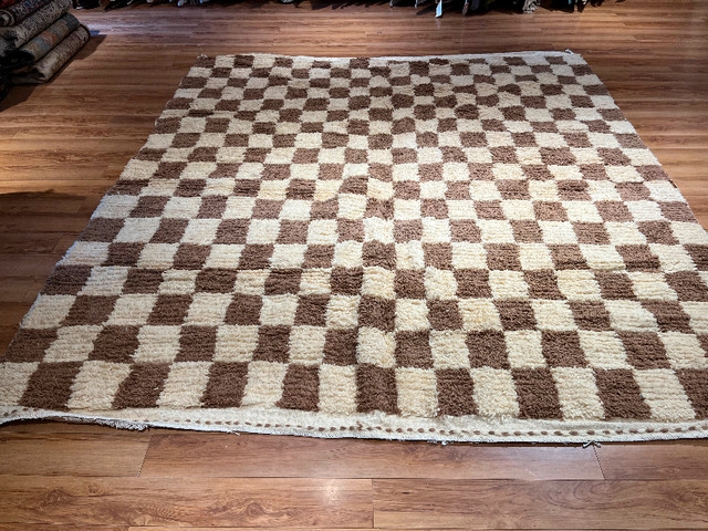 Large Moroccan Beni Ourain (Wool) Beige and Brown Checkered Rug in Rugs, Carpets & Runners in City of Halifax