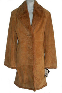 Genuine Suede Leather Coat - NEW - Large