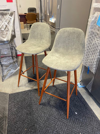 2 NEW 26” Counter Bar Stools (Upholstered Fabric) With Back