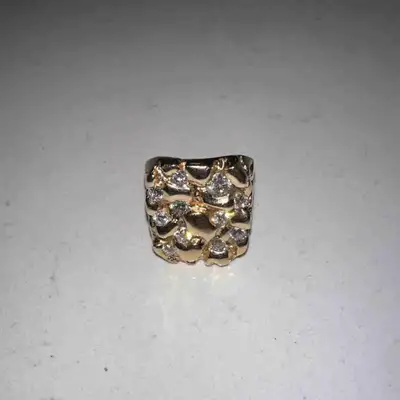 Gold diamond nugget ring, View more