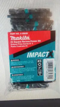 Makita A-99029 Impactx #3 Square Recess 2" Power Bit, 50-Pack, B
