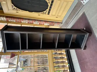 6 feet tall wooden bookcase with shelves, View more