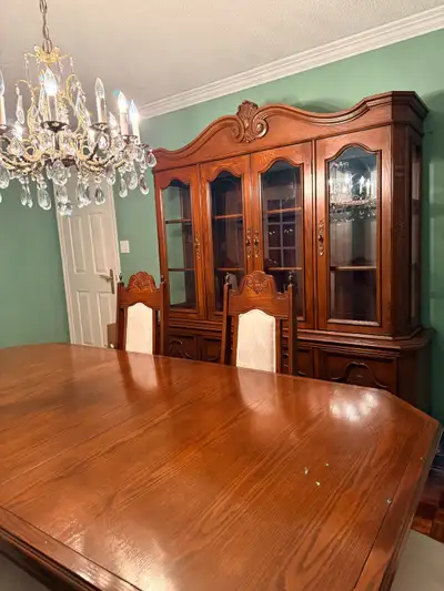 vintage dining room solid wood hand carved mint , View more