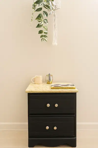OBO – Black & Marble-Top 2-Drawer Nightstand, View more