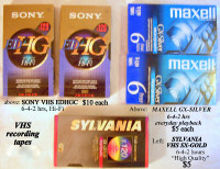 5 VHS VIDEO TAPES T-120, Maxell/Sony/Sylvania, sealed, new