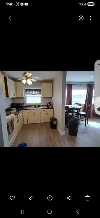 2 bedroom,unheated, partially furnished if required apt available June 1st.On bus route.1 parking sp...