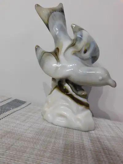 Vintage Swirl Slag Glass Bird, View more