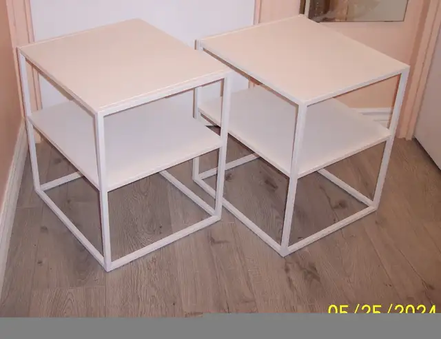 Two Contemporary White Metal Nightstands $200 in Storage & Organization in Mississauga / Peel Region - Image 3