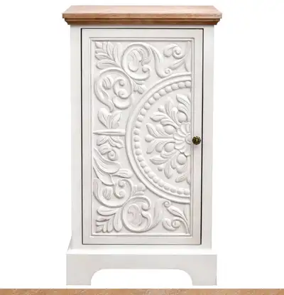 Brand new 30.5" Tall Retro Ornate Floral Carved End Table With S, View more