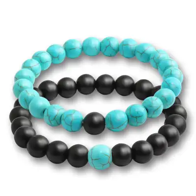 Natural Lava Stones Bracelet 2 pcs Set, View more