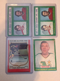 1973-74 OPC (O-Pee-Chee) "Key" hockey cards, qty. 4 cards, G/VG