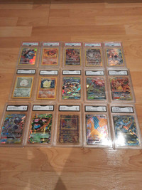 15 graded pokemon cards lot. Gma / psa 
