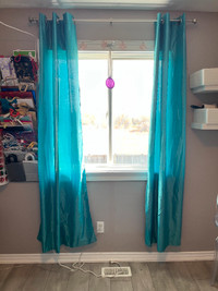 4 Panel Turquoise Light Filtering Curtains Grommet 39x82”