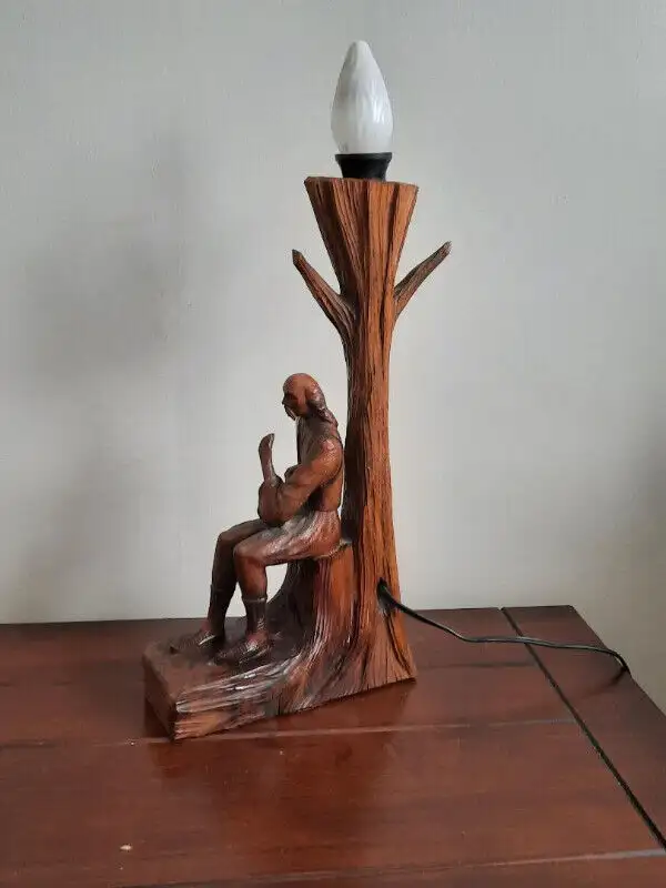 Antique Black Forest Carved Wood Figural Man Table Lamp in Indoor Lighting & Fans in City of Toronto - Image 4