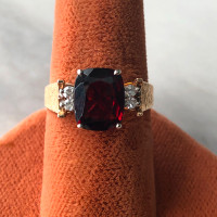 Garnet Diamond Accented 14k YG Statement Ring Certified/As New