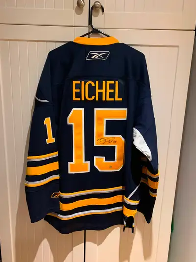 CUP CHAMP JACK EICHEL Sabres XL jersey Frameworth COA, View more