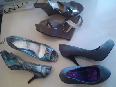 3 pairs Women`s Heels/Wedge Size 10 $5 each, View more