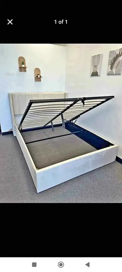 King/Queen hydraulic storage bed frame at warehouse rate, View more